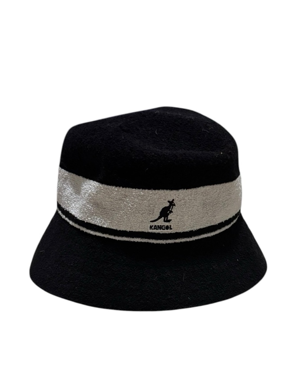 Kangol Black Bucket Hat with Silver Band